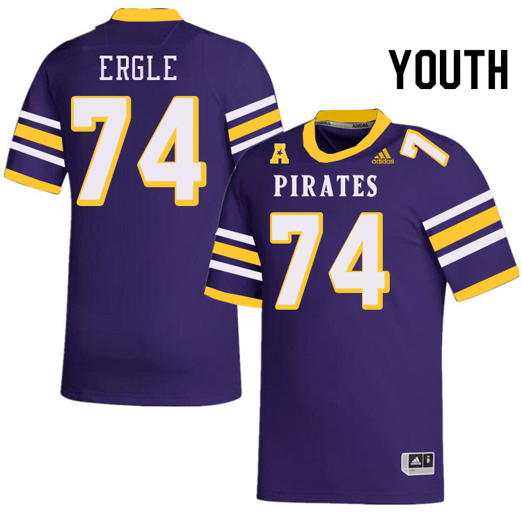 Youth #74 Hampton Ergle ECU Pirates College Football Jerseys Stitched-Throwback